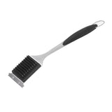 Barbecue Grill Brush Scraper Long Handle Stainless Steel Silver No Scratch Cleaning Portable for BBQ Grilling