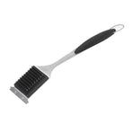 Barbecue Grill Brush Scraper Long Handle Stainless Steel Silver No Scratch Cleaning Portable for BBQ Grilling