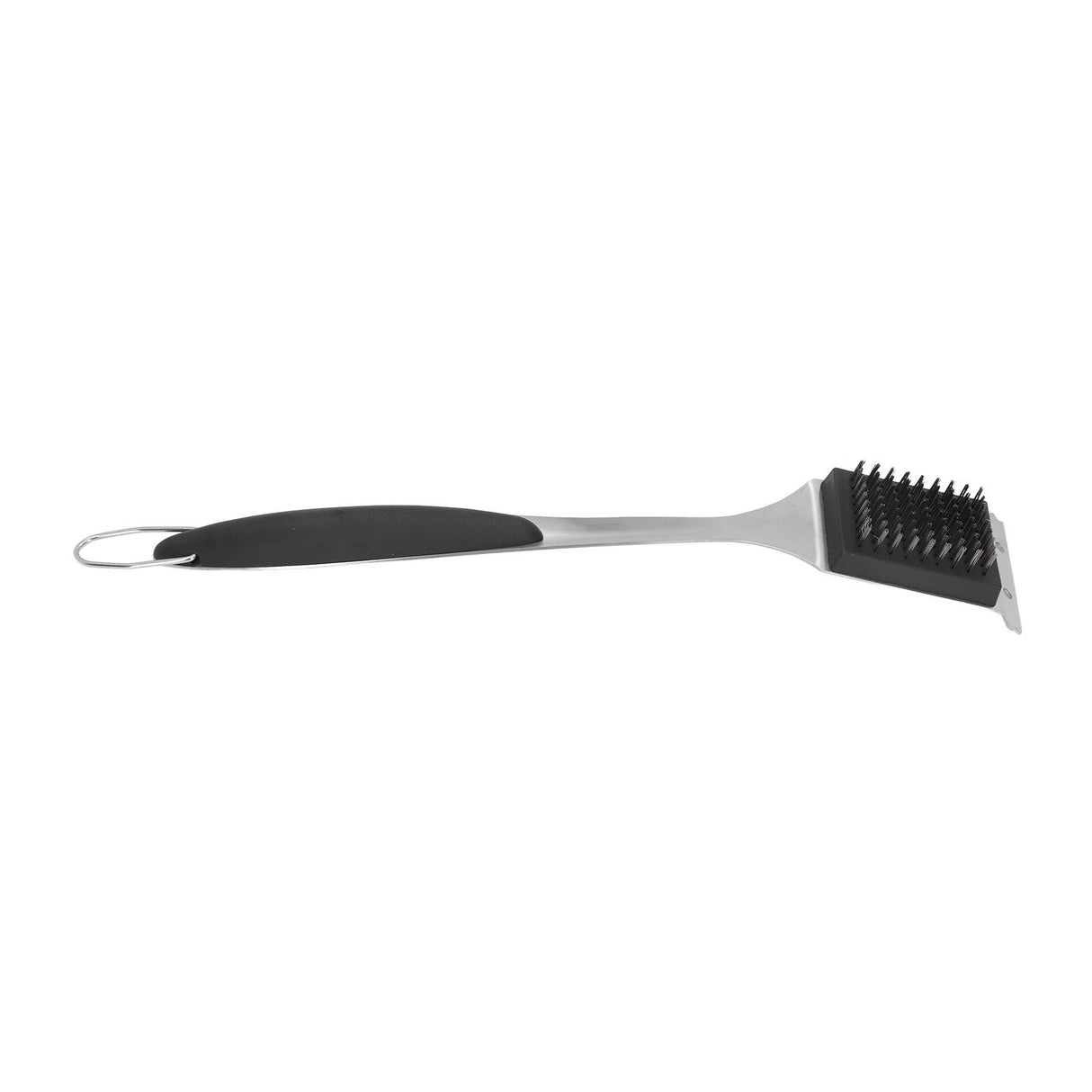 Barbecue Grill Brush Scraper Long Handle Stainless Steel Silver No Scratch Cleaning Portable for BBQ Grilling
