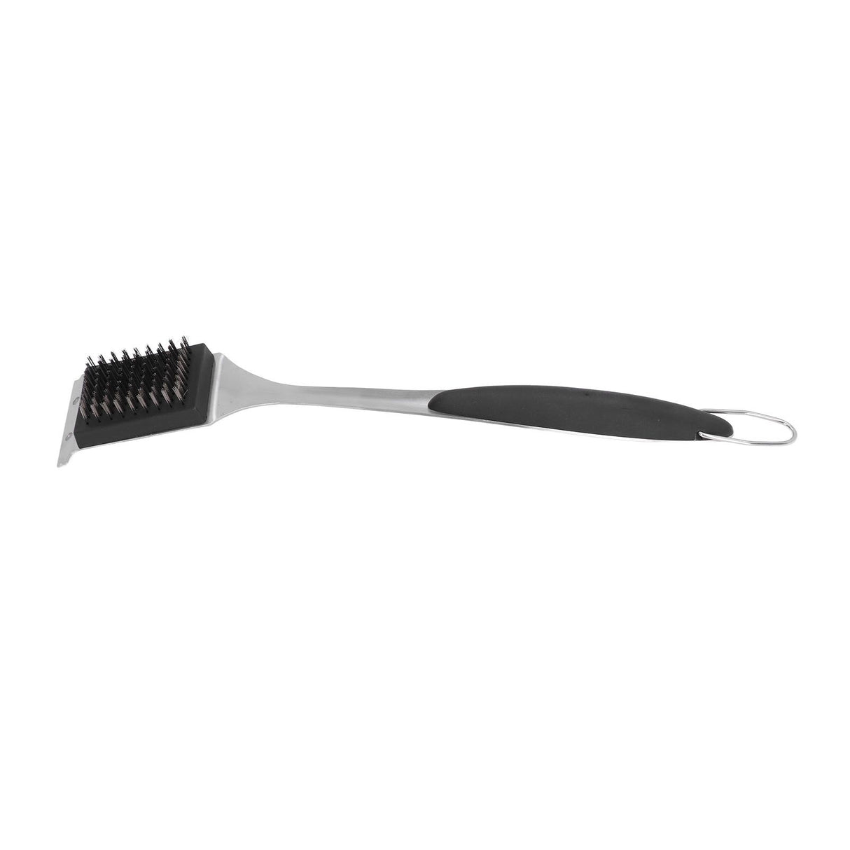 Barbecue Grill Brush Scraper Long Handle Stainless Steel Silver No Scratch Cleaning Portable for BBQ Grilling