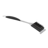Barbecue Grill Brush Scraper Long Handle Stainless Steel Silver No Scratch Cleaning Portable for BBQ Grilling - Close-Up Angle
