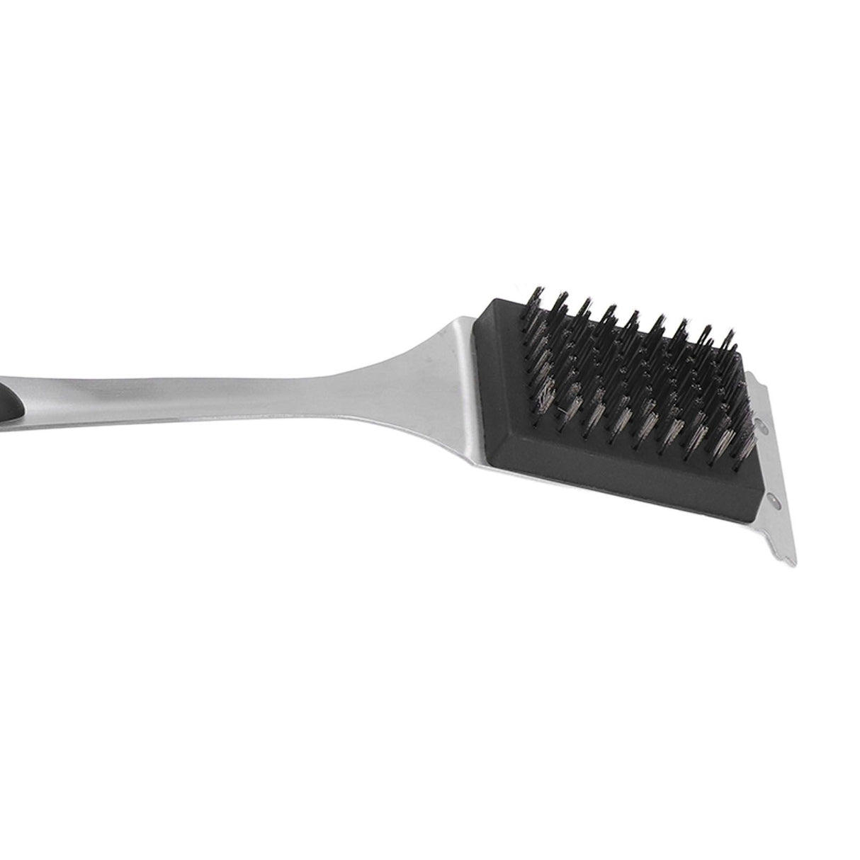 Barbecue Grill Brush Scraper Long Handle Stainless Steel Silver No Scratch Cleaning Portable for BBQ Grilling
