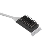 Barbecue Grill Brush Scraper Long Handle Stainless Steel Silver No Scratch Cleaning Portable for BBQ Grilling