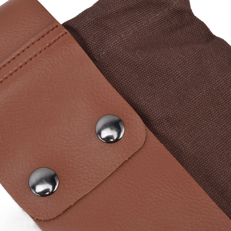 Fruit Picking Bag Waist Hanging Canvas Material PU Style Folded Save Space Belt Foraging BagBrown