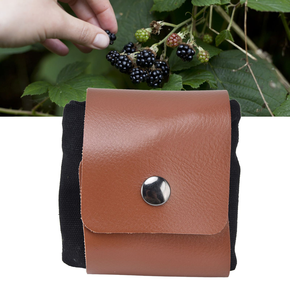 Fruit Picking Bag Waist Hanging Canvas Material PU Style Folded Save Space Belt Foraging BagBlack