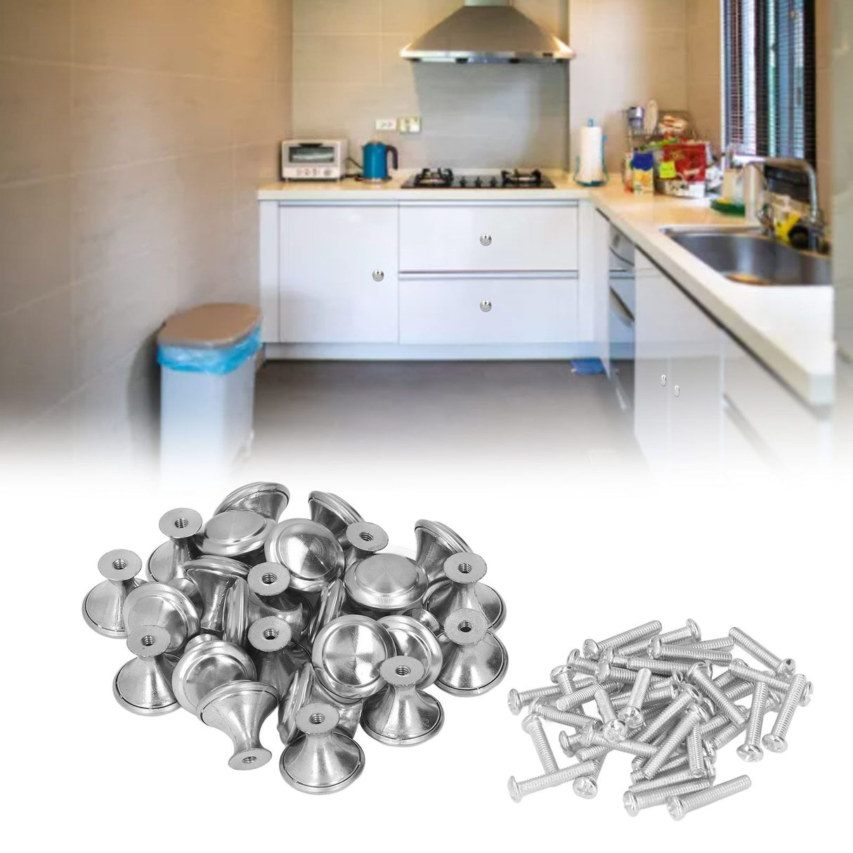 40Pcs Round Cabinet Knobs Replaceable Rustproof Stylish Furniture Knobs for Kitchen Cabinets Furniture DoorsL
