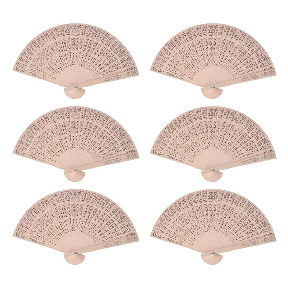 12Pcs Wooden Hand Fans Chinese Style Hollow Folding Handheld Fan for Wedding Gift Party DIY Decoration