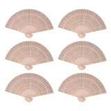 12Pcs Wooden Hand Fans Chinese Style Hollow Folding Handheld Fan for Wedding Gift Party DIY Decoration - Rear View