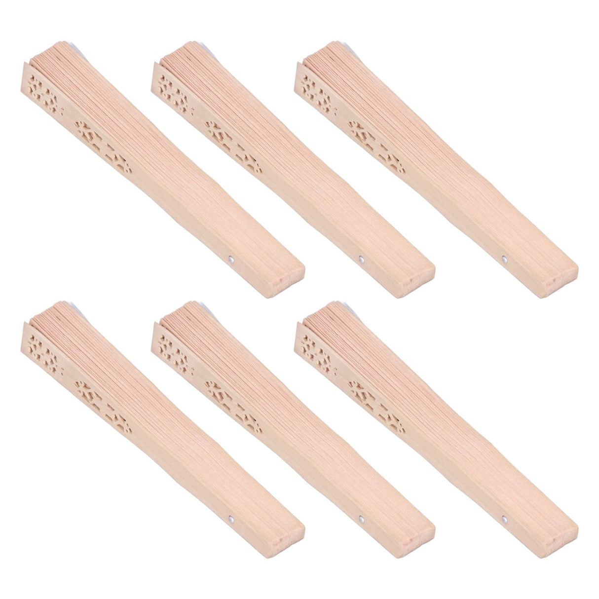 12Pcs Wooden Hand Fans Chinese Style Hollow Folding Handheld Fan for Wedding Gift Party DIY Decoration