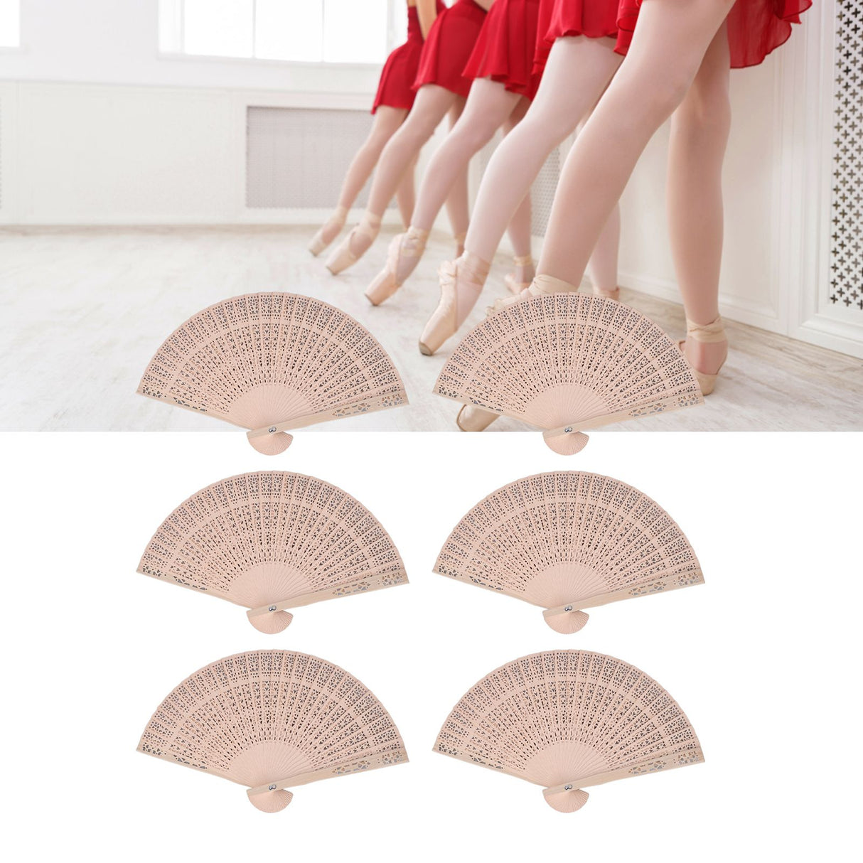 12Pcs Wooden Hand Fans Chinese Style Hollow Folding Handheld Fan for Wedding Gift Party DIY Decoration