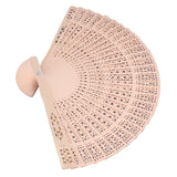 12Pcs Wooden Hand Fans Chinese Style Hollow Folding Handheld Fan for Wedding Gift Party DIY Decoration