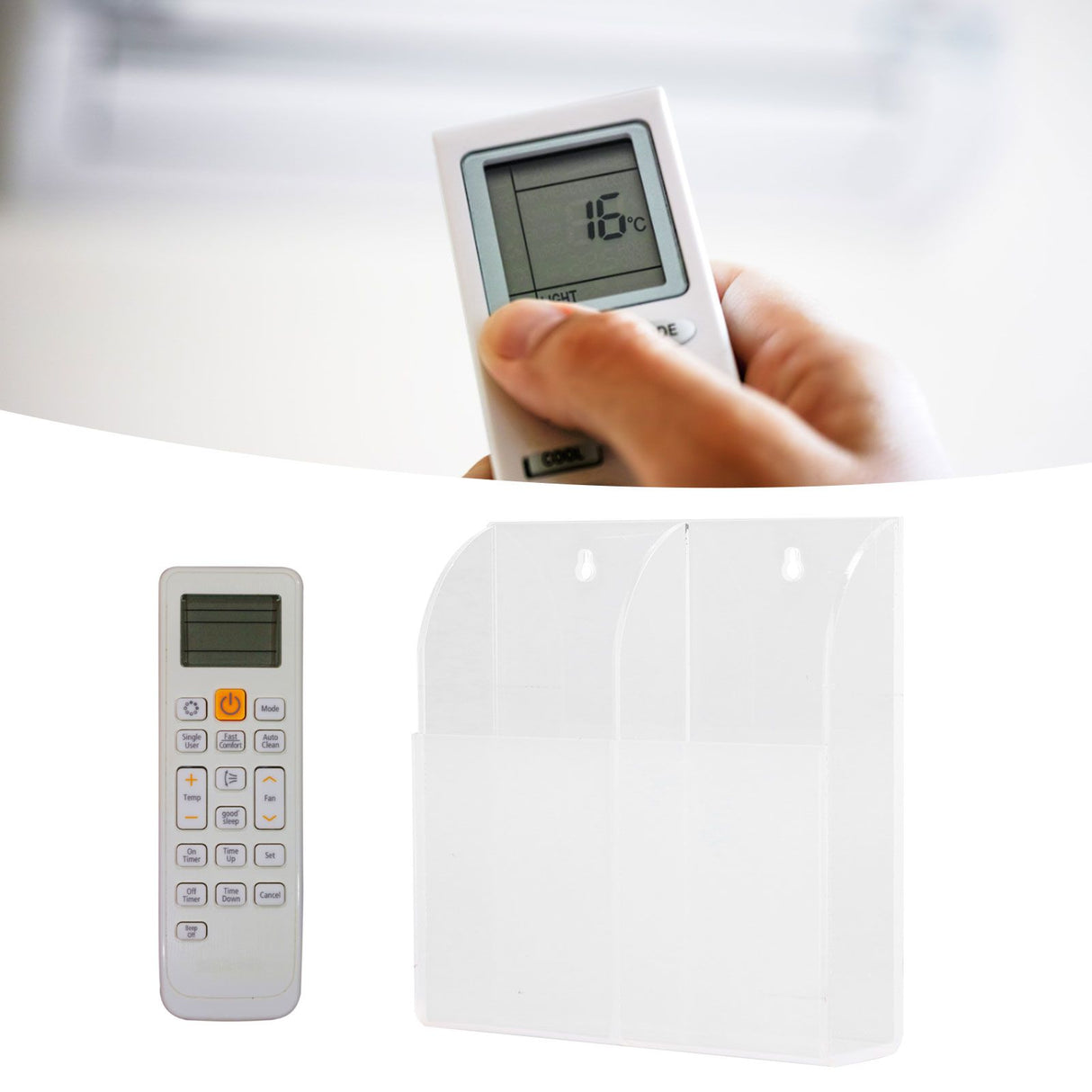 Acrylic Remote Control Holder Simple Wall Mount Media Organizer Transparent Cosmetics Stand2 Cell