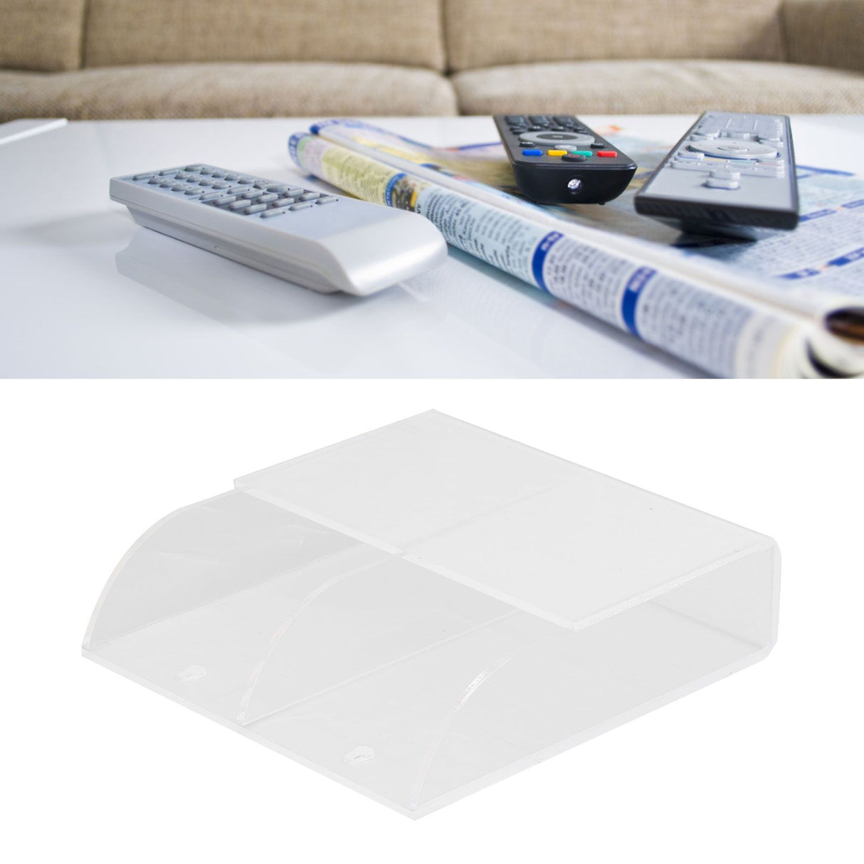 Acrylic Remote Control Holder Simple Wall Mount Media Organizer Transparent Cosmetics Stand2 Cell
