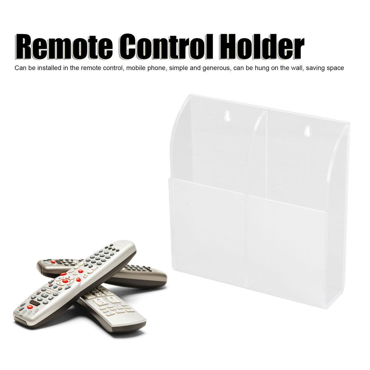 Acrylic Remote Control Holder Simple Wall Mount Media Organizer Transparent Cosmetics Stand2 Cell