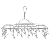 Clothes Drying Rack with 28 Clips Stainless Steel Laundry Drying Hanger for Socks Towels Bras Underwear - Front View