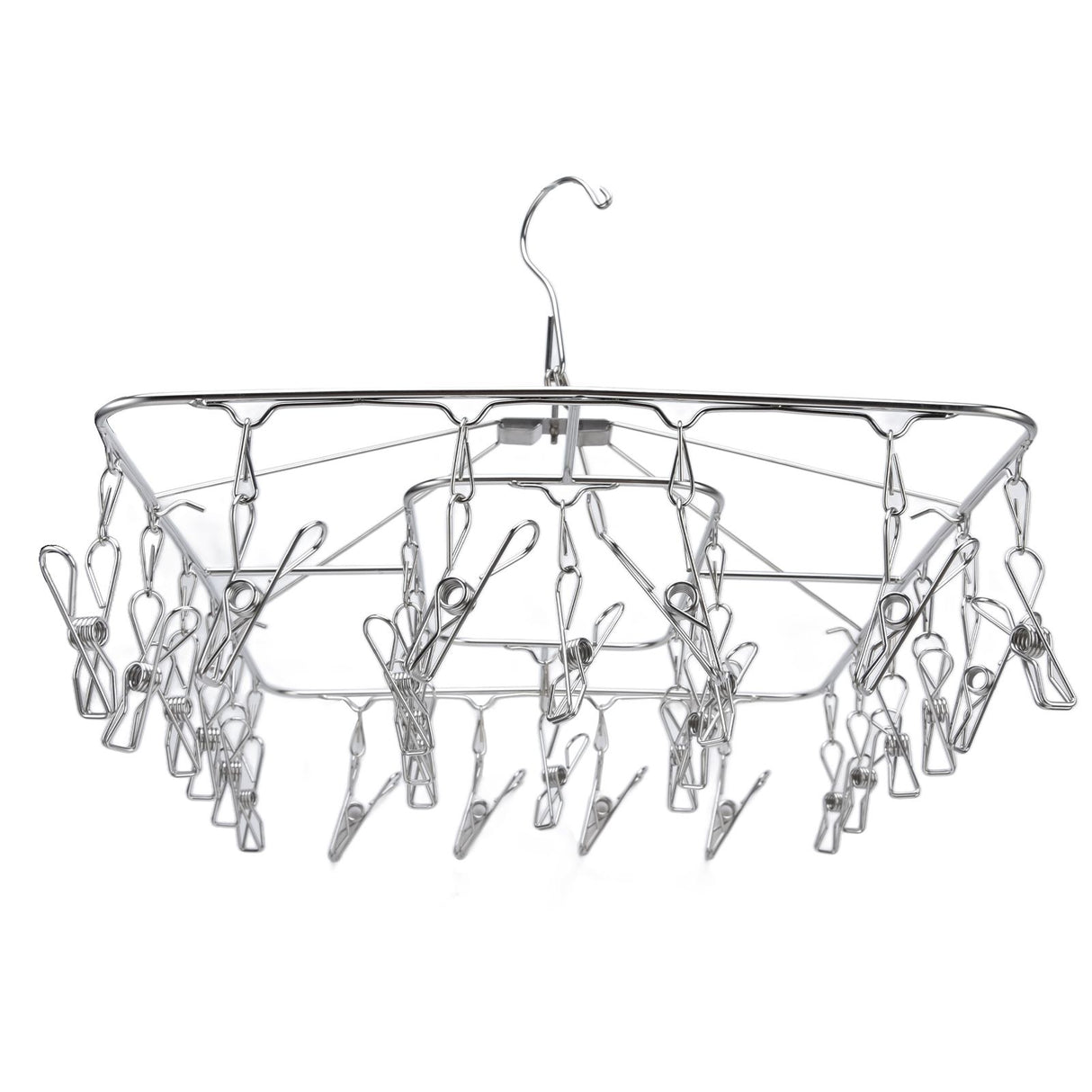 Clothes Drying Rack with 28 Clips Stainless Steel Laundry Drying Hanger for Socks Towels Bras Underwear
