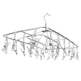 Clothes Drying Rack with 28 Clips Stainless Steel Laundry Drying Hanger for Socks Towels Bras Underwear - Top-Down View