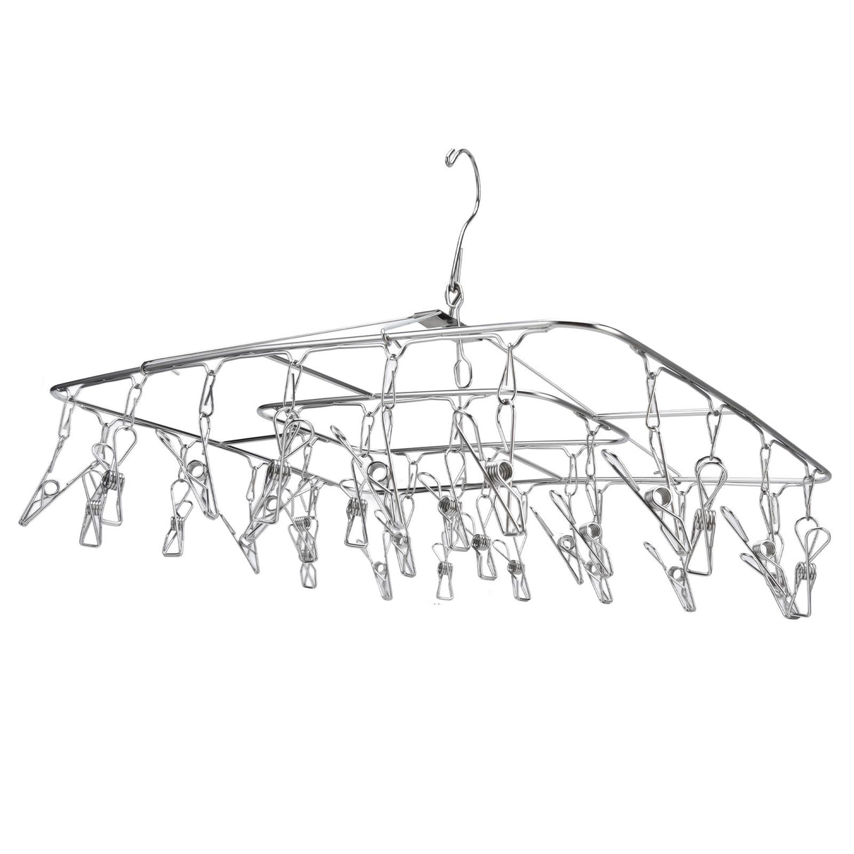 Clothes Drying Rack with 28 Clips Stainless Steel Laundry Drying Hanger for Socks Towels Bras Underwear