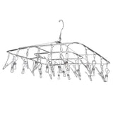 Clothes Drying Rack with 28 Clips Stainless Steel Laundry Drying Hanger for Socks Towels Bras Underwear - 45-Degree Angle