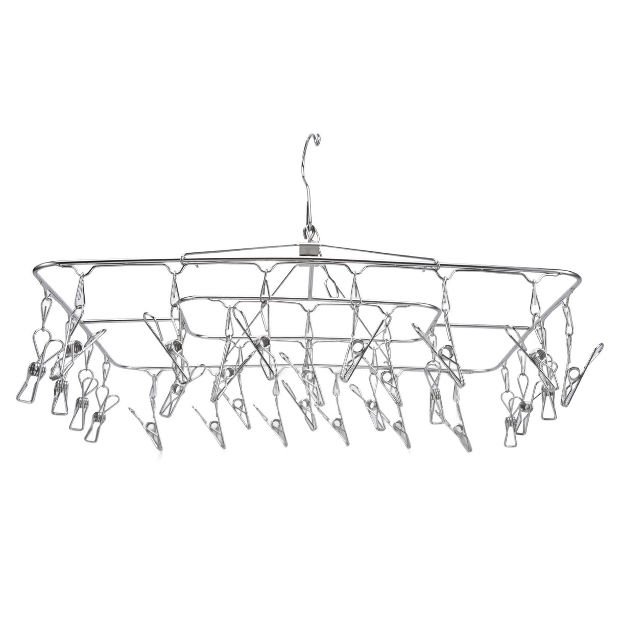 Clothes Drying Rack with 28 Clips Stainless Steel Laundry Drying Hanger for Socks Towels Bras Underwear