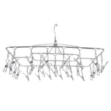 Clothes Drying Rack with 28 Clips Stainless Steel Laundry Drying Hanger for Socks Towels Bras Underwear - Rear View