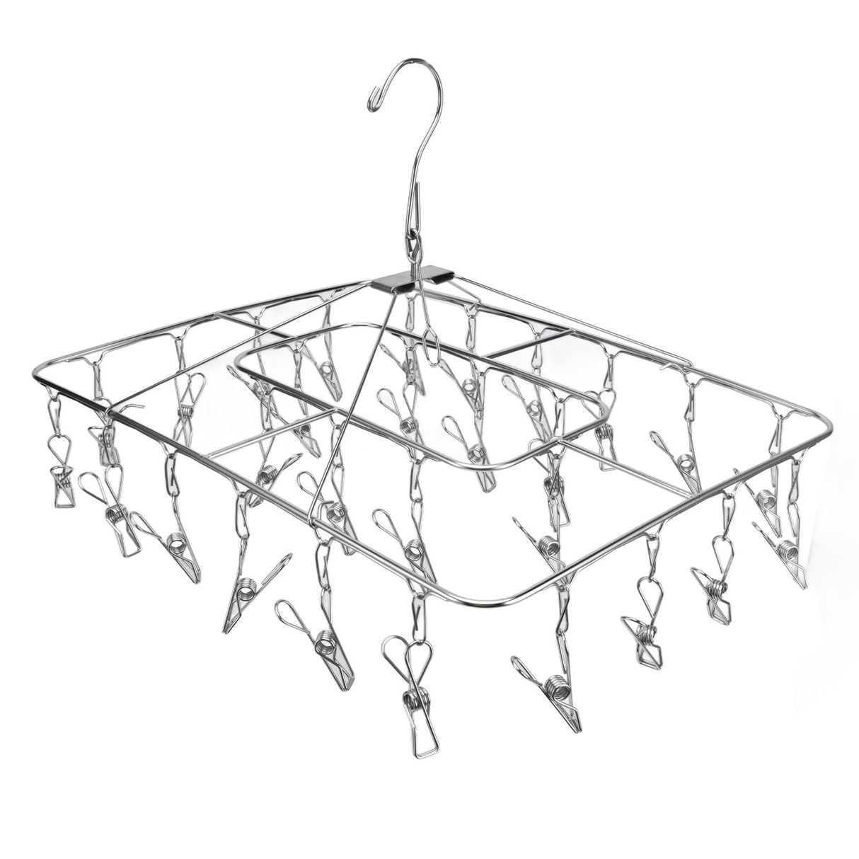 Clothes Drying Rack with 28 Clips Stainless Steel Laundry Drying Hanger for Socks Towels Bras Underwear