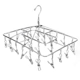 Clothes Drying Rack with 28 Clips Stainless Steel Laundry Drying Hanger for Socks Towels Bras Underwear - Close-Up Angle