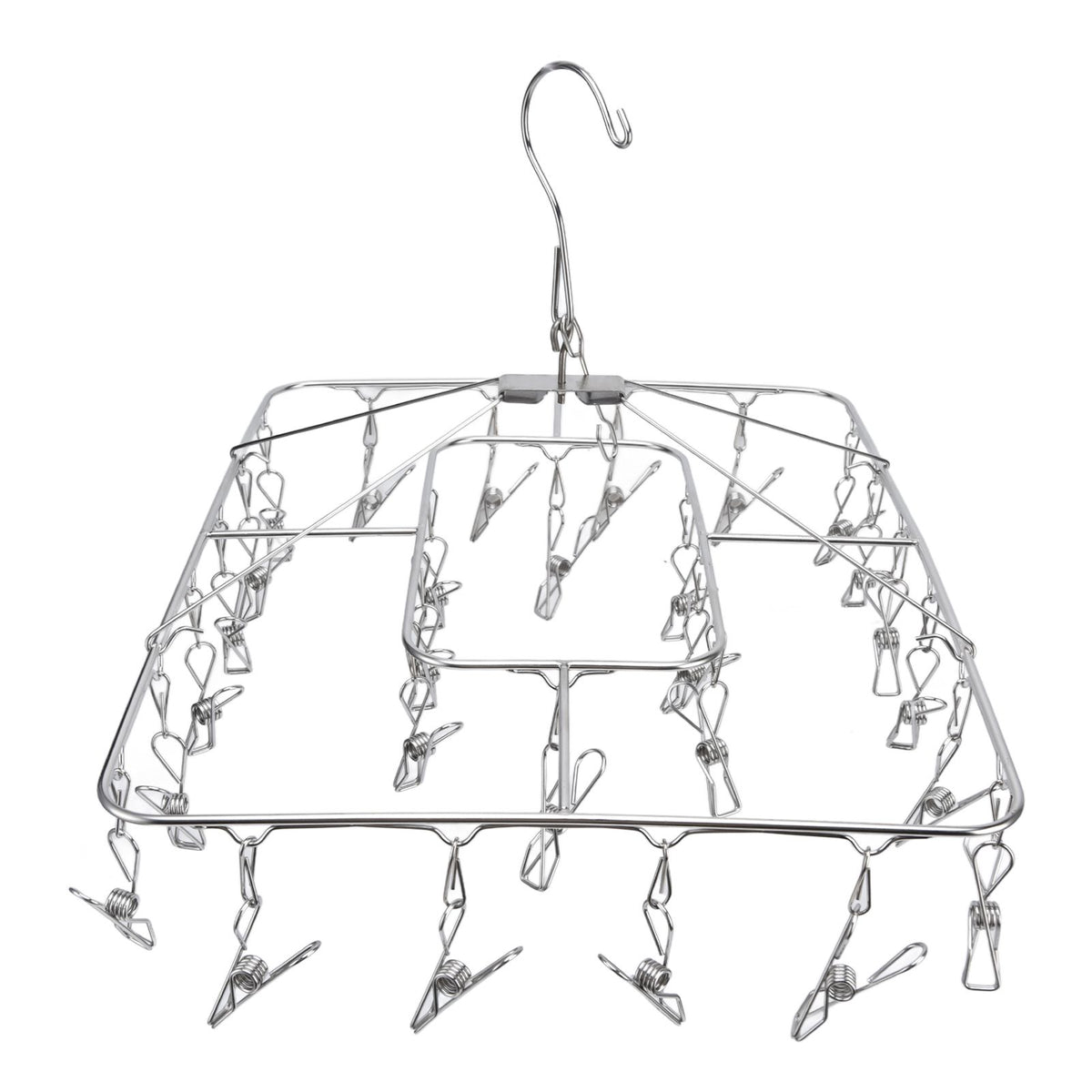 Clothes Drying Rack with 28 Clips Stainless Steel Laundry Drying Hanger for Socks Towels Bras Underwear