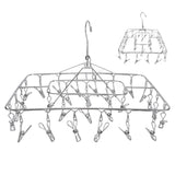 Clothes Drying Rack with 28 Clips Stainless Steel Laundry Drying Hanger for Socks Towels Bras Underwear