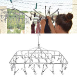 Clothes Drying Rack with 28 Clips Stainless Steel Laundry Drying Hanger for Socks Towels Bras Underwear - Extra Image