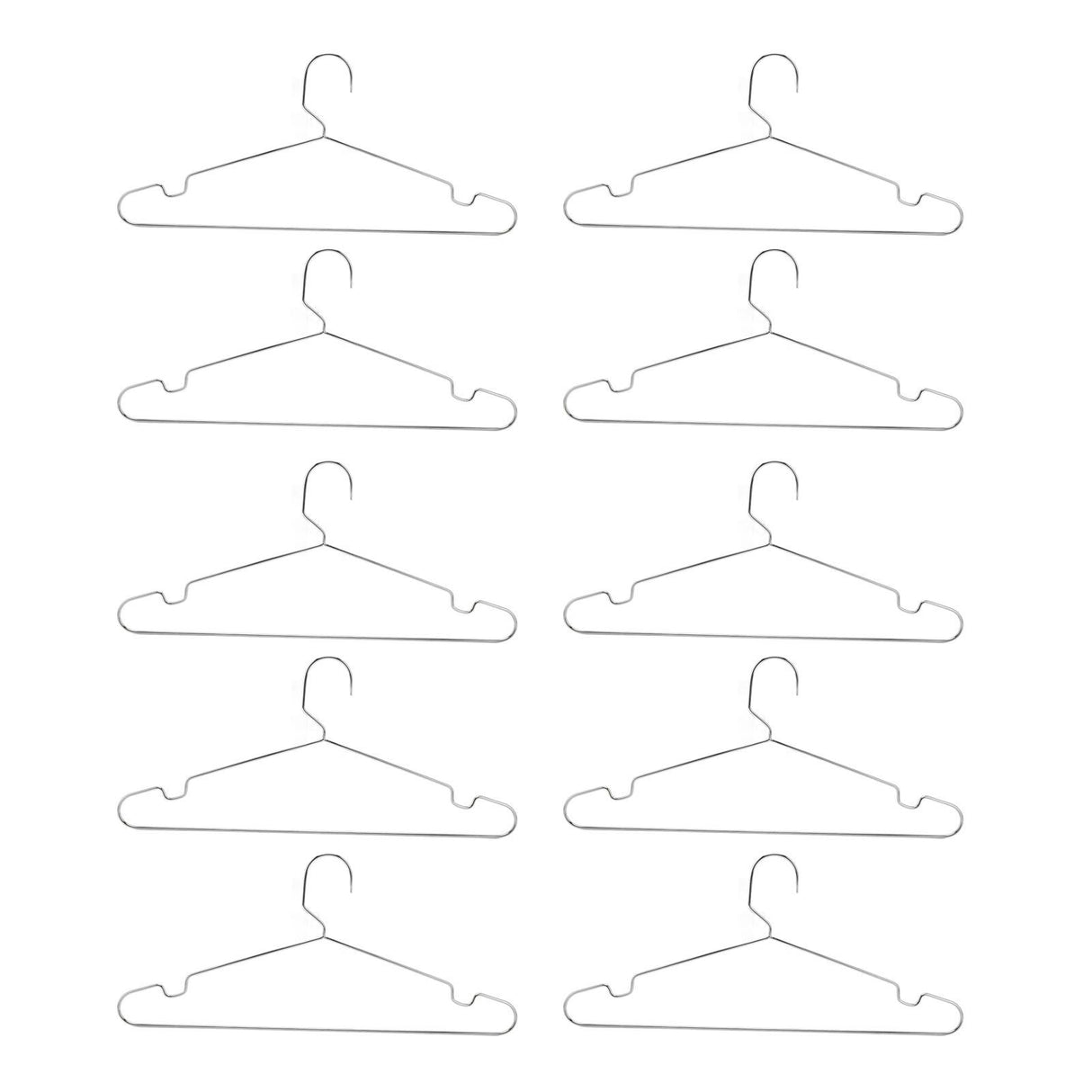 10pcs Clothes Hangers Stainless Steel Heavy Duty Prevent Slip Space Saving Coat Drying Hangers