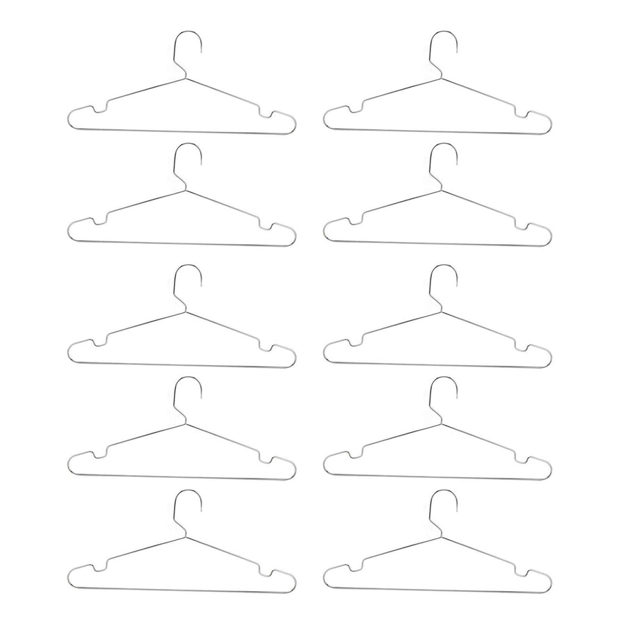 10pcs Clothes Hangers Stainless Steel Heavy Duty Prevent Slip Space Saving Coat Drying Hangers