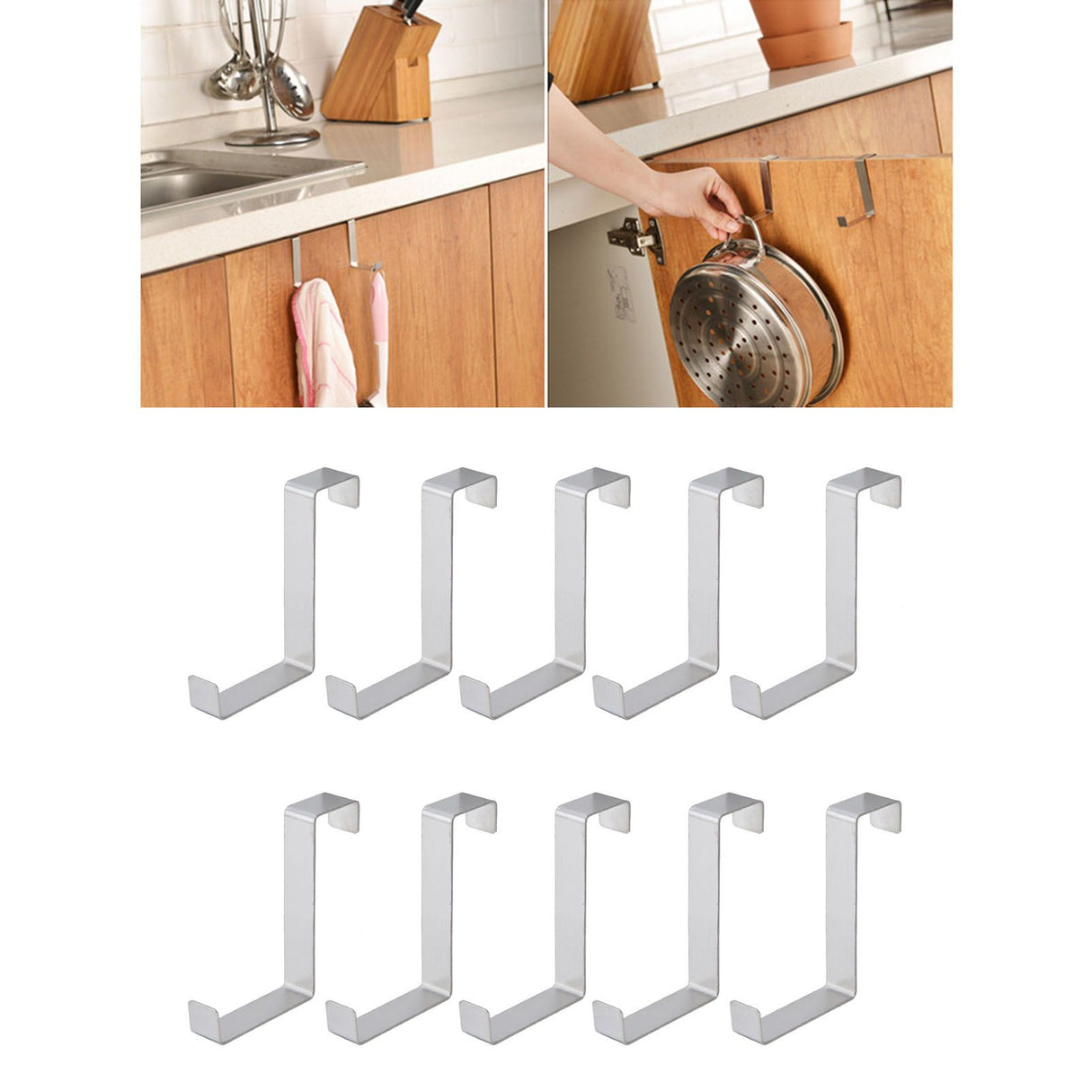 10Pcs Stainless Steel Cabinet Door Hook Waterproof Z Shaped Reversible Door Hanger for Kitchen Apartment