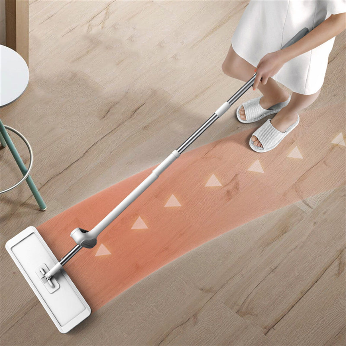 Microfiber Flat Mop Hand Wash Free Long Handle Large Flat Mop Dry Wet Use Floor Cleaning Tool White 36 Plate Set with 1 Cloth