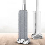 Microfiber Flat Mop Hand Wash Free Long Handle Large Flat Mop Dry Wet Use Floor Cleaning Tool White 36 Plate Set with 1 Cloth