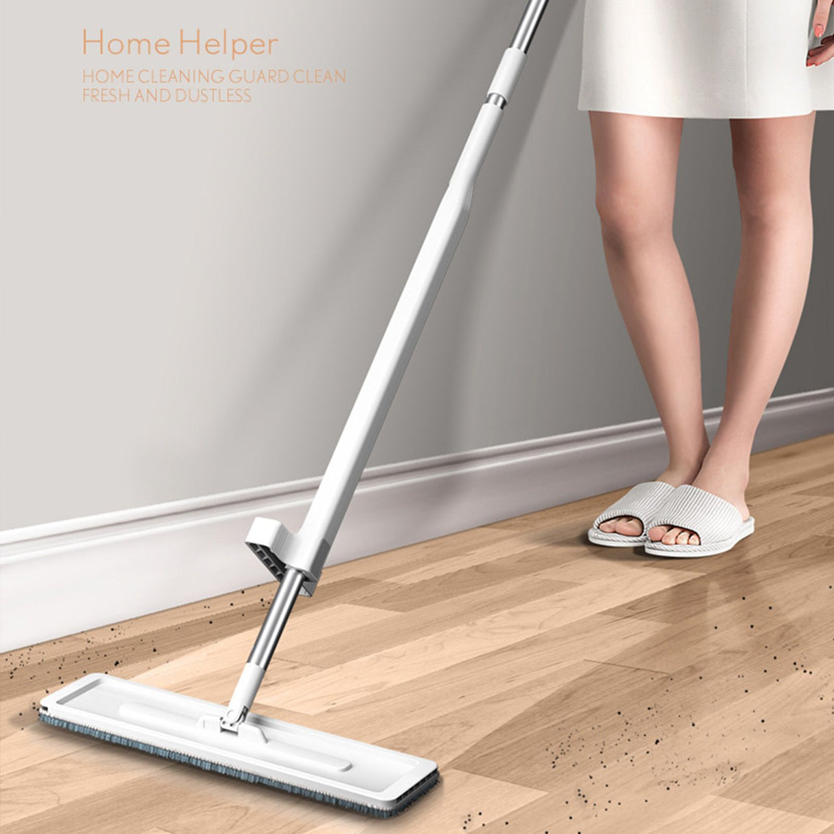 Microfiber Flat Mop Hand Wash Free Long Handle Large Flat Mop Dry Wet Use Floor Cleaning Tool White 36 Plate Set with 1 Cloth