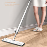 Microfiber Flat Mop Hand Wash Free Long Handle Large Flat Mop Dry Wet Use Floor Cleaning Tool White 36 Plate Set with 1 Cloth - Extra Image