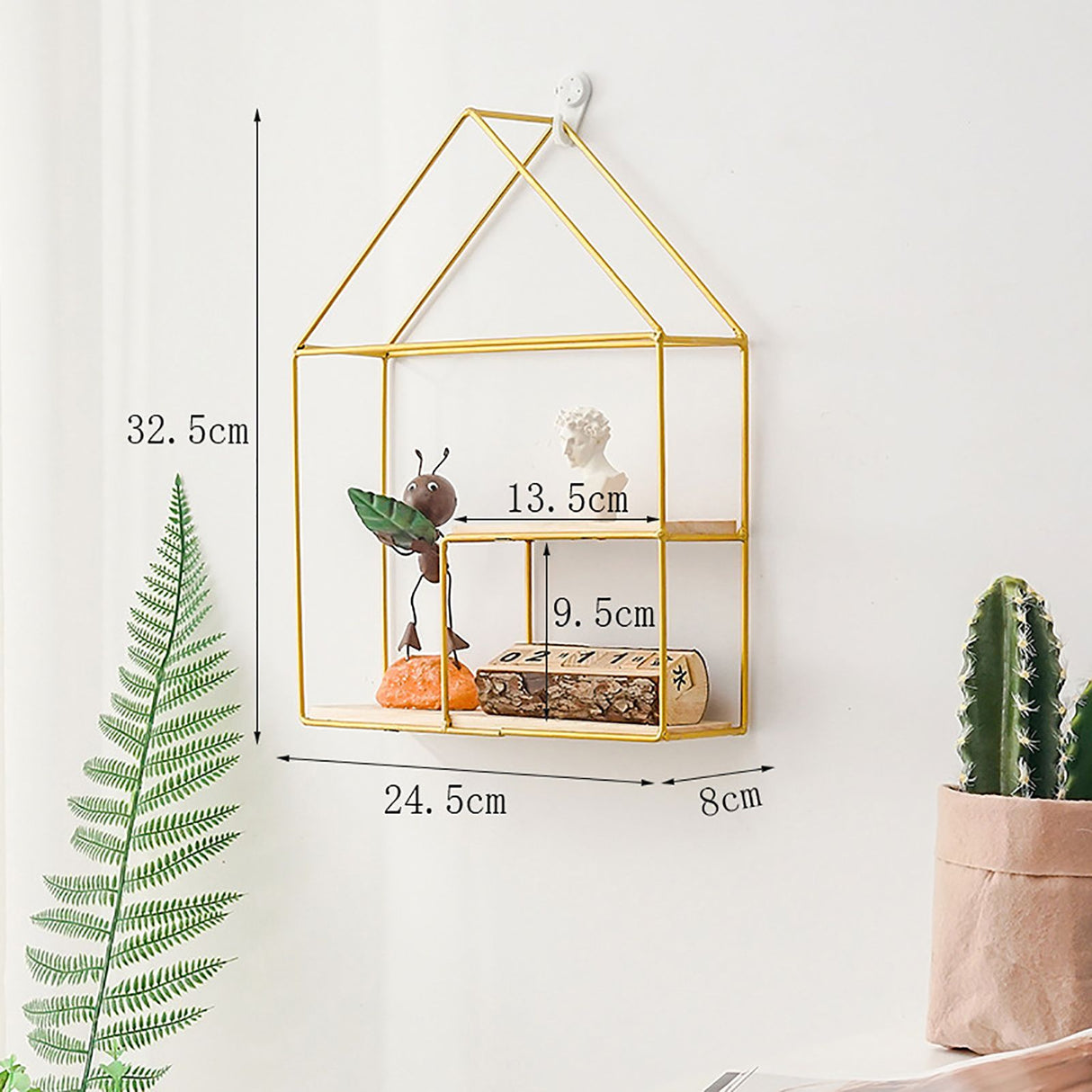 Wooden Iron Wall Shelf Living Room Kitchen Bathroom Elegant Exquisite Wall Mounted Storage Shelf Cabin Double Layer Golden