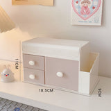 Desktop Storage Box Cute Plastic Drawer Desktop Storage Box Large Capacity Cosmetic Box for Office Home Light Pink