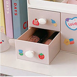 Desktop Storage Box Cute Plastic Drawer Desktop Storage Box Large Capacity Cosmetic Box for Office Home Light Pink - Top-Down View
