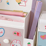 Desktop Storage Box Cute Plastic Drawer Desktop Storage Box Large Capacity Cosmetic Box for Office Home Light Pink - 45-Degree Angle