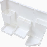 Folding Standable Stationery Box Office Pencil Holder Desktop Magnetic Plastic Makeup Case White