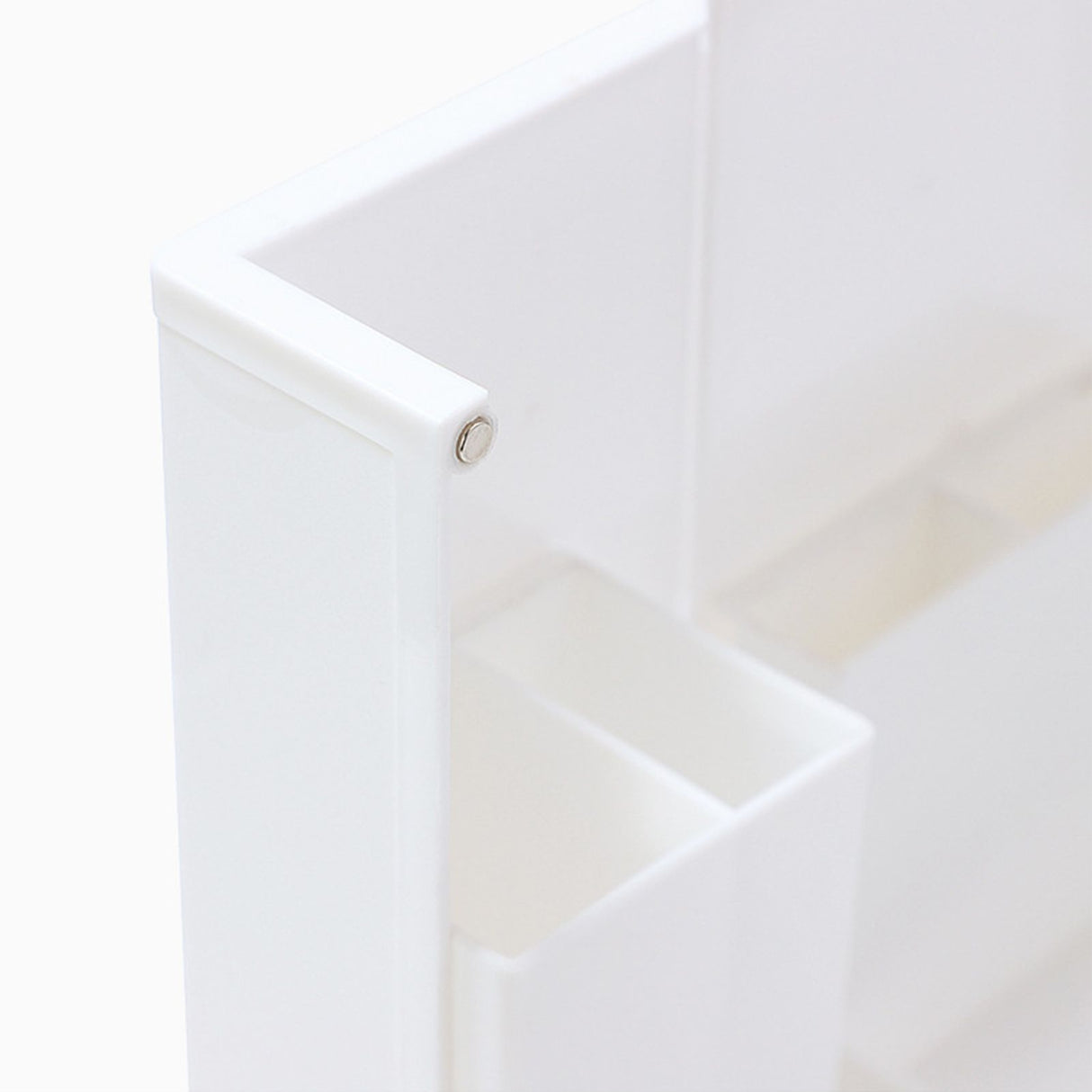 Folding Standable Stationery Box Office Pencil Holder Desktop Magnetic Plastic Makeup Case White