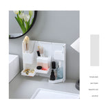 Folding Standable Stationery Box Office Pencil Holder Desktop Magnetic Plastic Makeup Case White