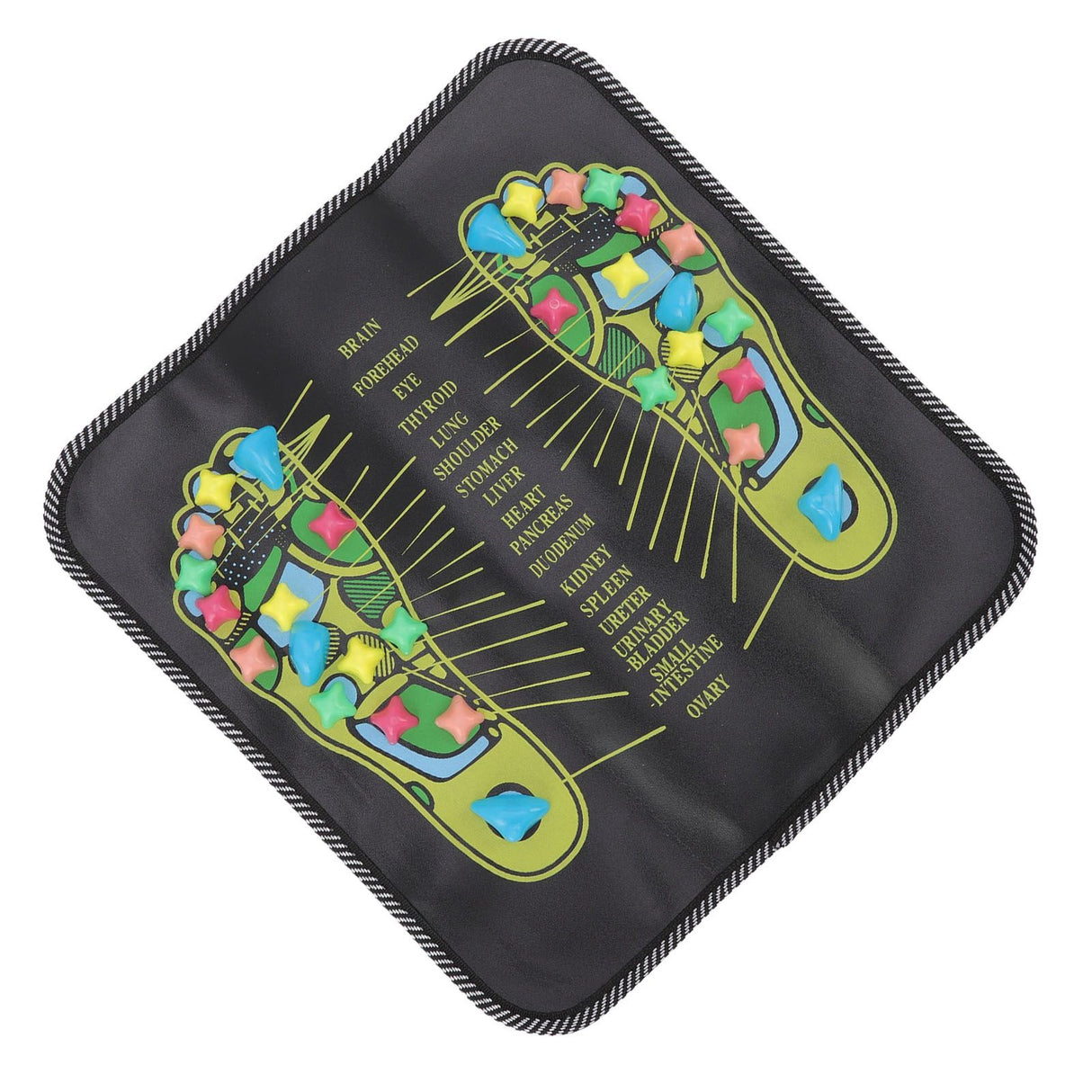Foot Massage Mat Blood Circulation Relieve Pain Simulation Cobblestone Reflexology Walk Stone Mat 35x35cm / 13.8x13.8in