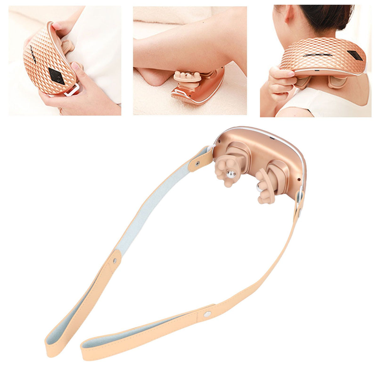 Neck Massager Relieve Muscle Pain Portable Rechargeable Kneading Hot Compress Neck Massager for Home Use Gold