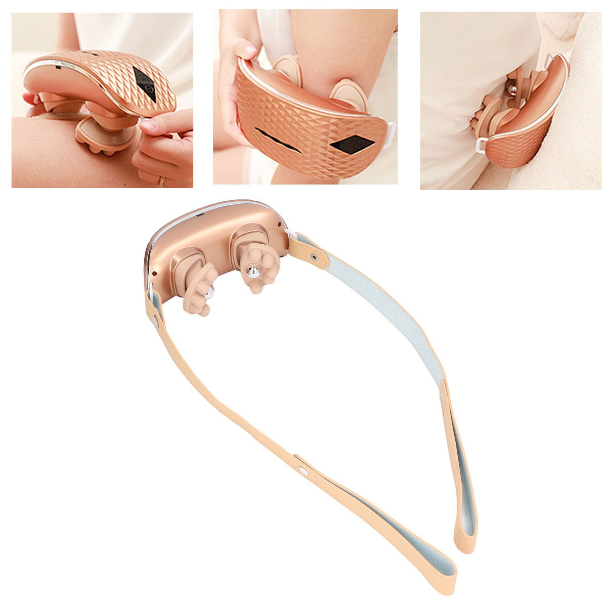 Neck Massager Relieve Muscle Pain Portable Rechargeable Kneading Hot Compress Neck Massager for Home Use Gold