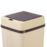 Trash Can 12L Smart Sensor Stable Dealing Cover Simple Style Automatic Touchless Garbage Bin for Home Khaki Battery Powered - Front View