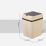 Trash Can 12L Smart Sensor Stable Dealing Cover Simple Style Automatic Touchless Garbage Bin for Home Khaki Battery Powered