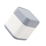 Desktop Trash Can Cute Drop Resistant Portable Tiny Desktop Garbage Bin with Detachable Lid for Car and Home Snap On [Grey Beige] - Side View